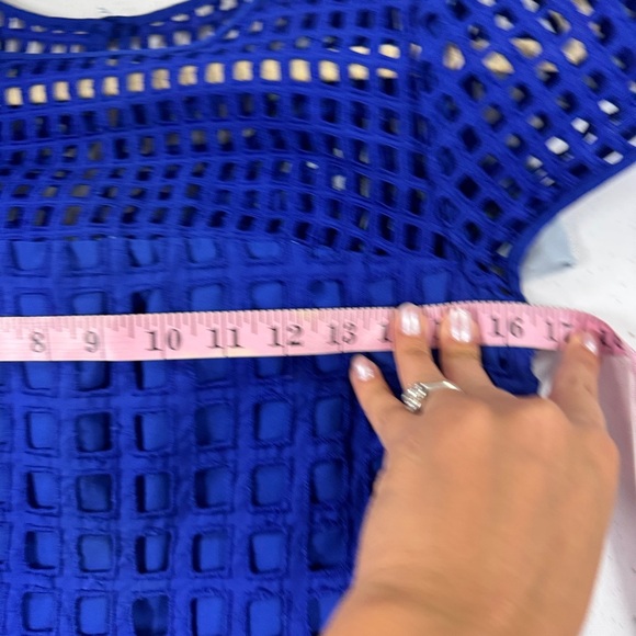 Milly Blue Chloe Illusion Net Dress - Picture 10 of 12